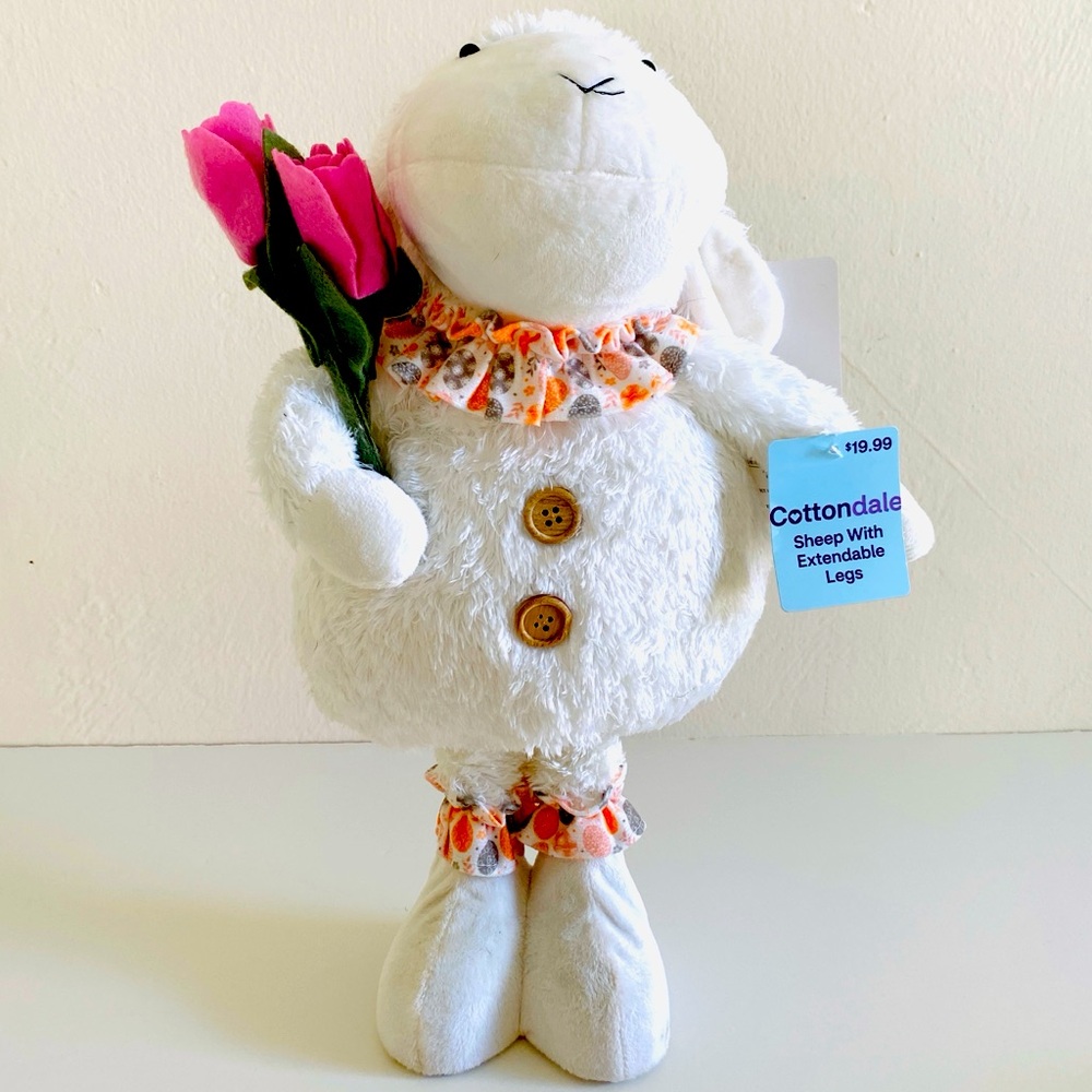 Cottondale Sheep Plush Toy Extendable Legs White New Spring Easter Decor